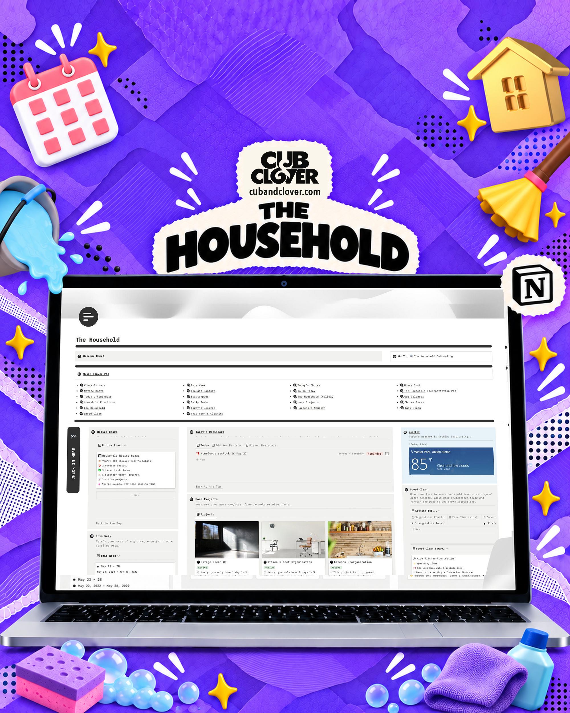 Actual Household Notion planner listing artwork